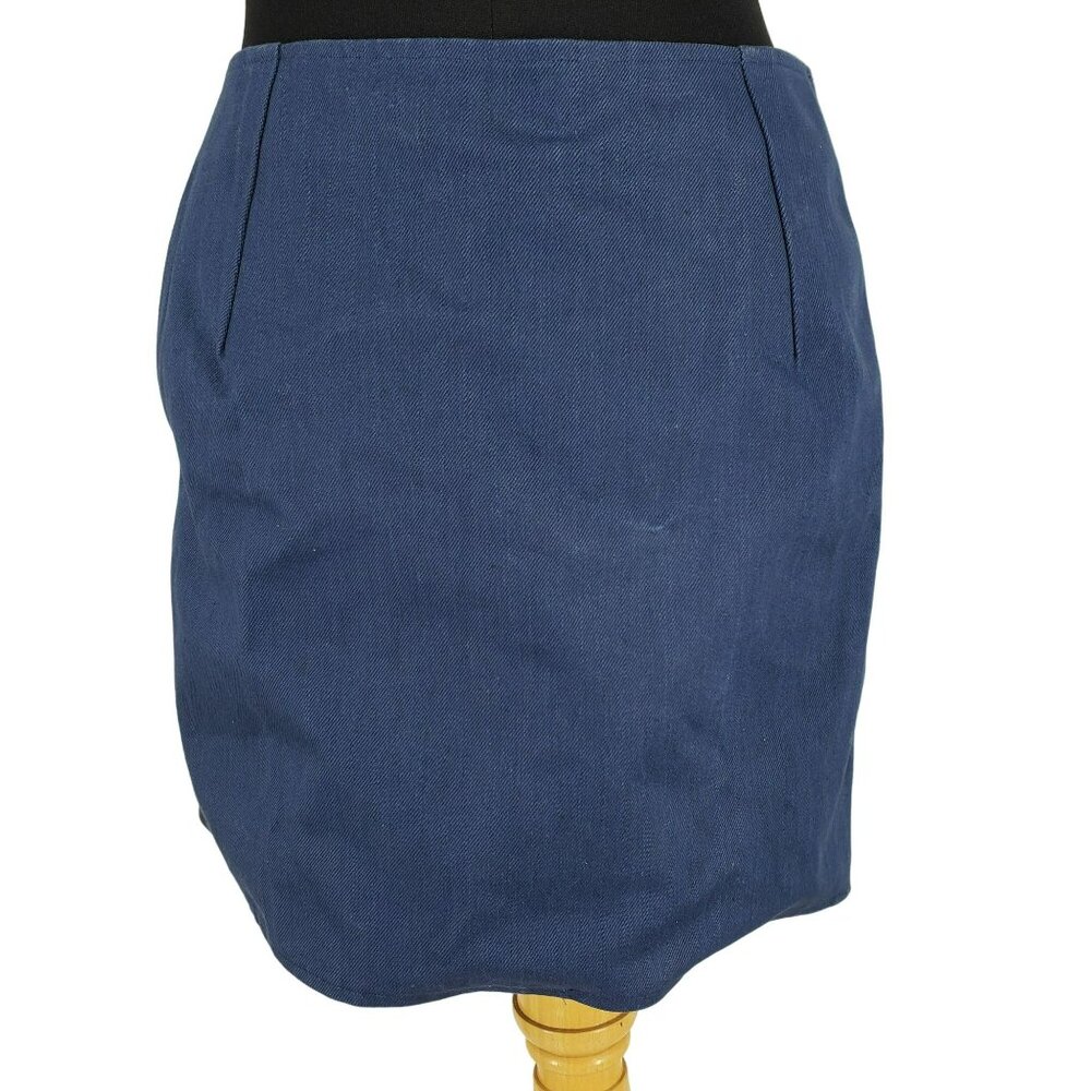 Miko Miko Stripe Skirt Faux Leather Blue White Mod Retro Futuristic Cosplay - Picture 7 of 16